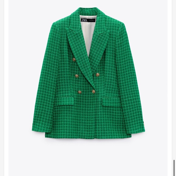 ZARA TEXTURED DOUBLE BREASTED BLAZER - Picture 9 of 9